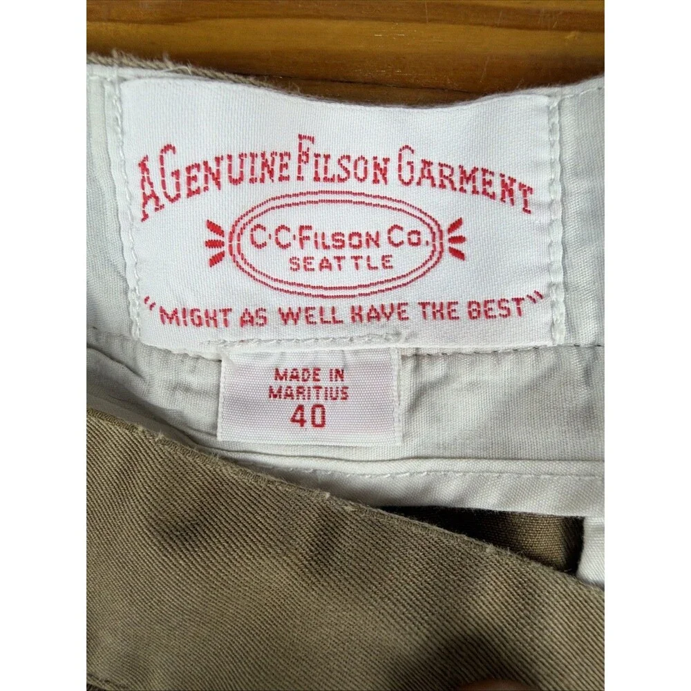Vintage CC Filson Dress Pants Men 38x29 Beige Flat Front Business Casual